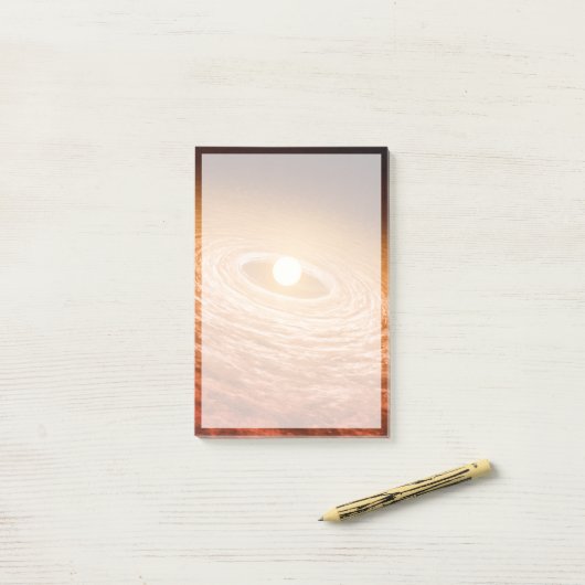 星フーオリオニスを取り巻く材料のディスク。 ポストイット (デスク上)