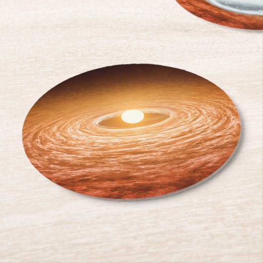 星フーオリオニスを取り巻く材料のディスク。 ラウンドペーパーコースター (アングル)