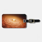 星フーオリオニスを取り巻く材料のディスク。 ラゲッジタグ (正面横)