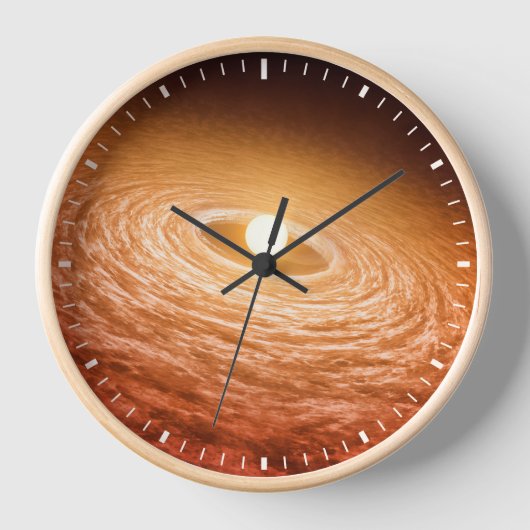 星フーオリオニスを取り巻く材料のディスク。 壁時計 (正面)