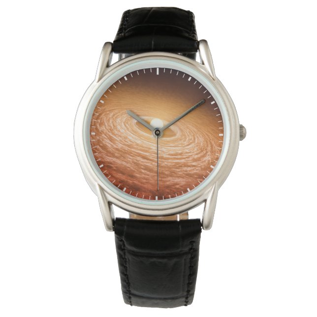 星フーオリオニスを取り巻く材料のディスク。 腕時計 (正面)