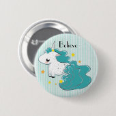 星ボタンとの青い漫画のユニコーン 缶バッジ (正面&裏面)