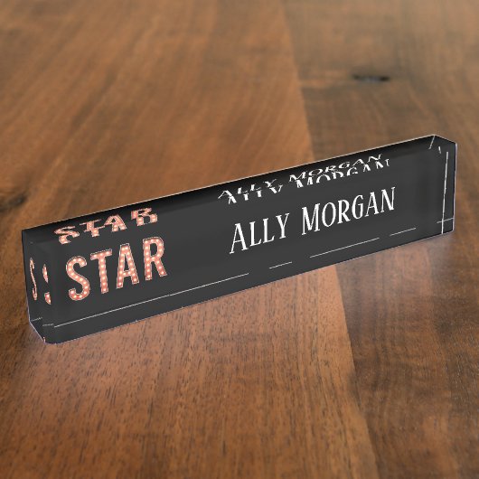 星マーキーライトパーソナライズされた デスクネームプレート (側面)
