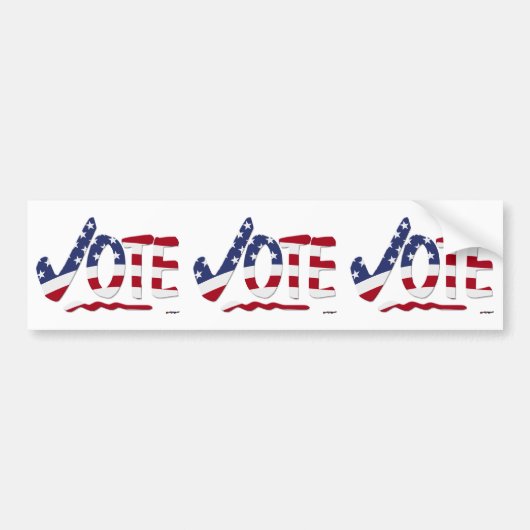 星マーク VOTE アメリカ国旗付き バンパーステッカー (正面)