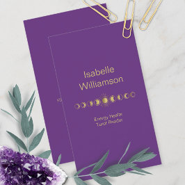 星ミニマルモダンアメジスト神秘的な月相 名刺