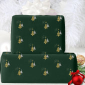 星ミニマルモダンリストグリーン金ゴールドクリスマスツリー ラッピングペーパー