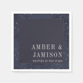 星モダンの中に書の海結婚海軍 スタンダードカクテルナプキン (正面)