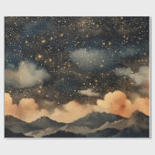 星モダンの夜のシームレスなパターン ラッピングペーパー (フラット)