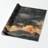 星モダンの夜のシームレスなパターン ラッピングペーパー (アンロールド)