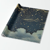 星モダンの夜のシームレスなパターン ラッピングペーパー (アンロールド)