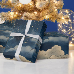 星モダンの夜のシームレスなパターン ラッピングペーパー