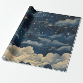 星モダンの夜のシームレスなパターン ラッピングペーパー (アンロールド)