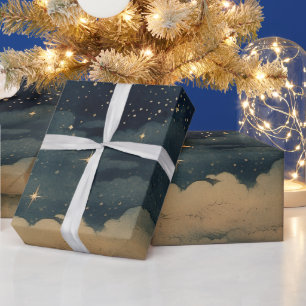 星モダンの夜のシームレスなパターン ラッピングペーパー