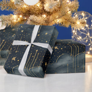 星モダンの夜のシームレスなパターン ラッピングペーパー