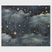 星モダンの夜のシームレスなパターン ラッピングペーパー (フラット)