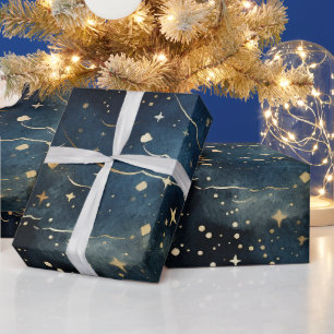 星モダンの夜のシームレスなパターン ラッピングペーパー