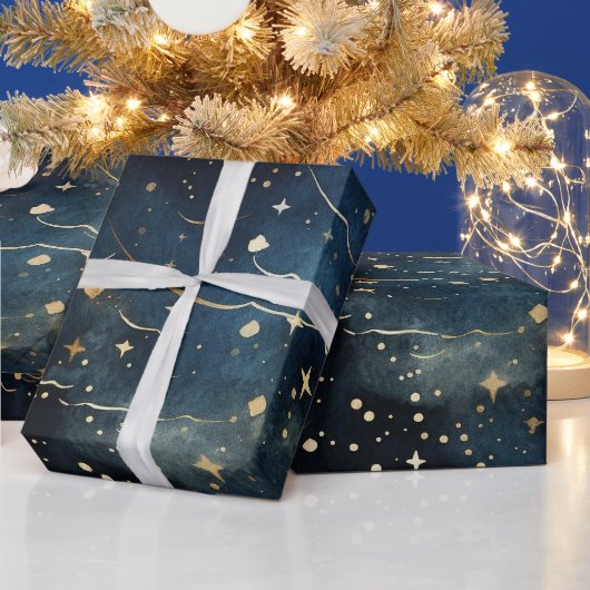 星モダンの夜のシームレスなパターン ラッピングペーパー (クリスマス)