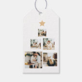 星モダン付き家族クリスマスツリー写真 ギフトタグ (正面)