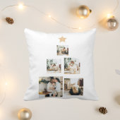 星モダン付き家族クリスマスツリー写真 クッション