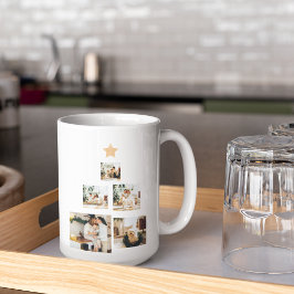 星モダン付き家族クリスマスツリー写真 コーヒーマグカップ