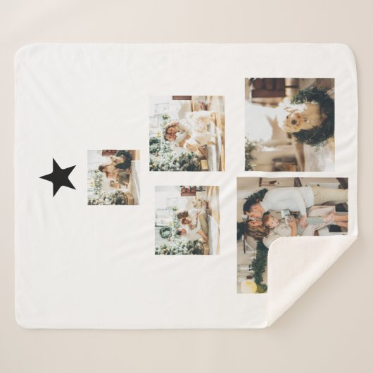 星モダン付き家族クリスマスツリー写真 シェルパブランケット (正面(横))