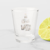 星モダン付き家族クリスマスツリー写真 ショットグラス (裏面)