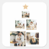 星モダン付き家族クリスマスツリー写真 スクエアシール (正面)