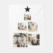 星モダン付き家族クリスマスツリー写真 フリースブランケット (正面)