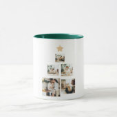 星モダン付き家族クリスマスツリー写真 マグカップ (中央)