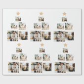 星モダン付き家族クリスマスツリー写真 ラッピングペーパー (フラット)