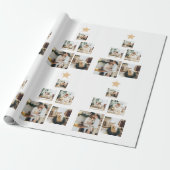 星モダン付き家族クリスマスツリー写真 ラッピングペーパー (アンロールド)