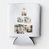 星モダン付き家族クリスマスツリー写真 缶クーラー (正面)