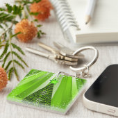 星モダン付き緑のクリスマスツリー キーホルダー (正面右)