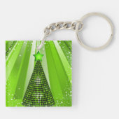 星モダン付き緑のクリスマスツリー キーホルダー (裏面)
