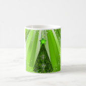 星モダン付き緑のクリスマスツリー コーヒーマグカップ (中央)