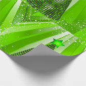 星モダン付き緑のクリスマスツリー ラッピングペーパー