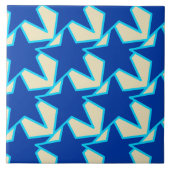 星モダン幾何学模様 – コバルトブルーとトープ タイル (正面)