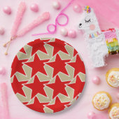 星モダン幾何学的 – 深い赤とトープ ペーパープレート (パーティー)