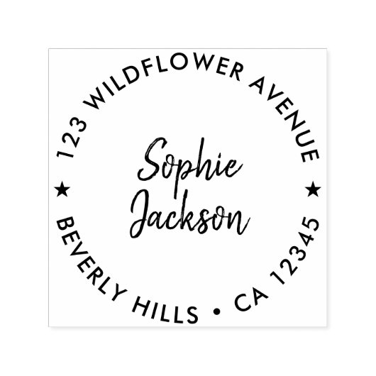 星モダン |手書きラウンド差出人住所 セルフインキングスタンプ (デザイン)