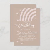 星レインボーモダンバースデーパーティー消色カラー 招待状 (正面/裏面)