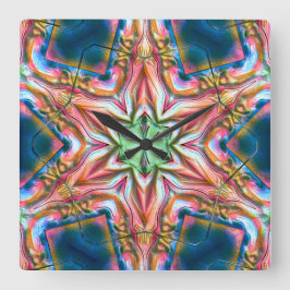 星万華鏡のように千変万化するパターンの粗い質感、焼けたサーモンt スクエア壁時計