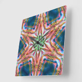 星万華鏡のように千変万化するパターンの粗い質感、焼けたサーモンt スクエア壁時計 (傾斜)