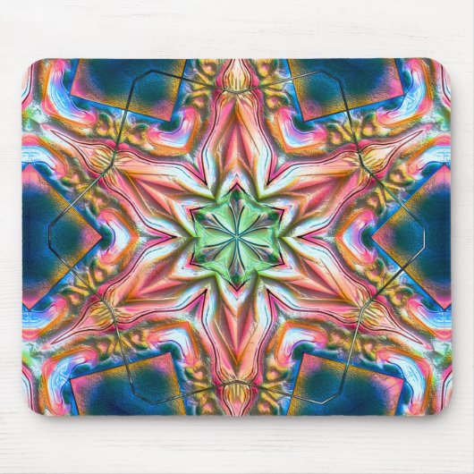 星万華鏡のように千変万化するパターンの粗い質感、焼けたサーモンt マウスパッド (正面)