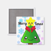 星付きかわいいクリスマスツリー マグネット (正面/裏面)