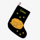 星付きのかわいい猫 スモールクリスマスストッキング (正面 (吊り時))