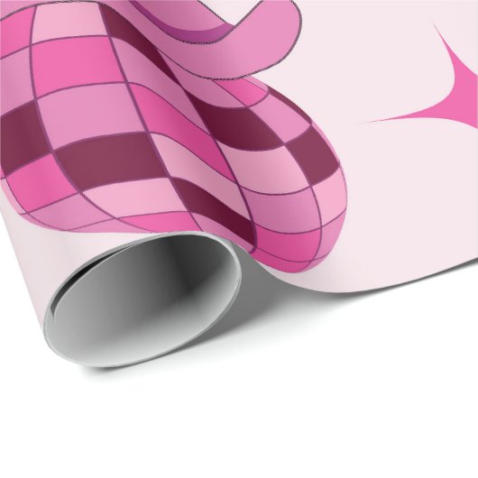 星付きのピンクディスコカウガールハットパターン ラッピングペーパー (ロールコーナー)