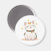 星付きのラッキーキャット かわいいデザイン マグネット (正面/裏面)