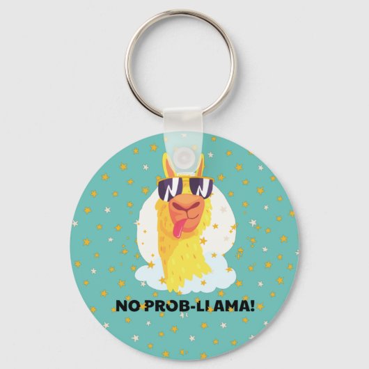 星付きの可愛いラマ No-Prob-Llama キーホルダー (正面)