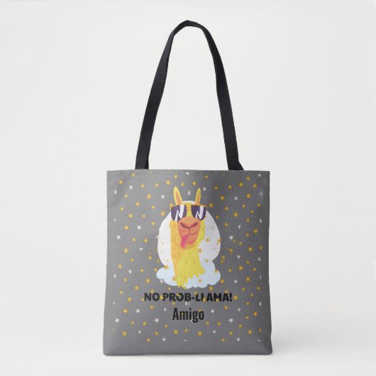 星付きの可愛いラマ No-Prob-Llama トートバッグ (正面)