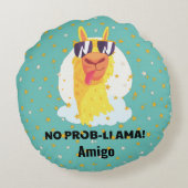 星付きの可愛いラマ No-Prob-Llama ラウンドクッション (裏面)